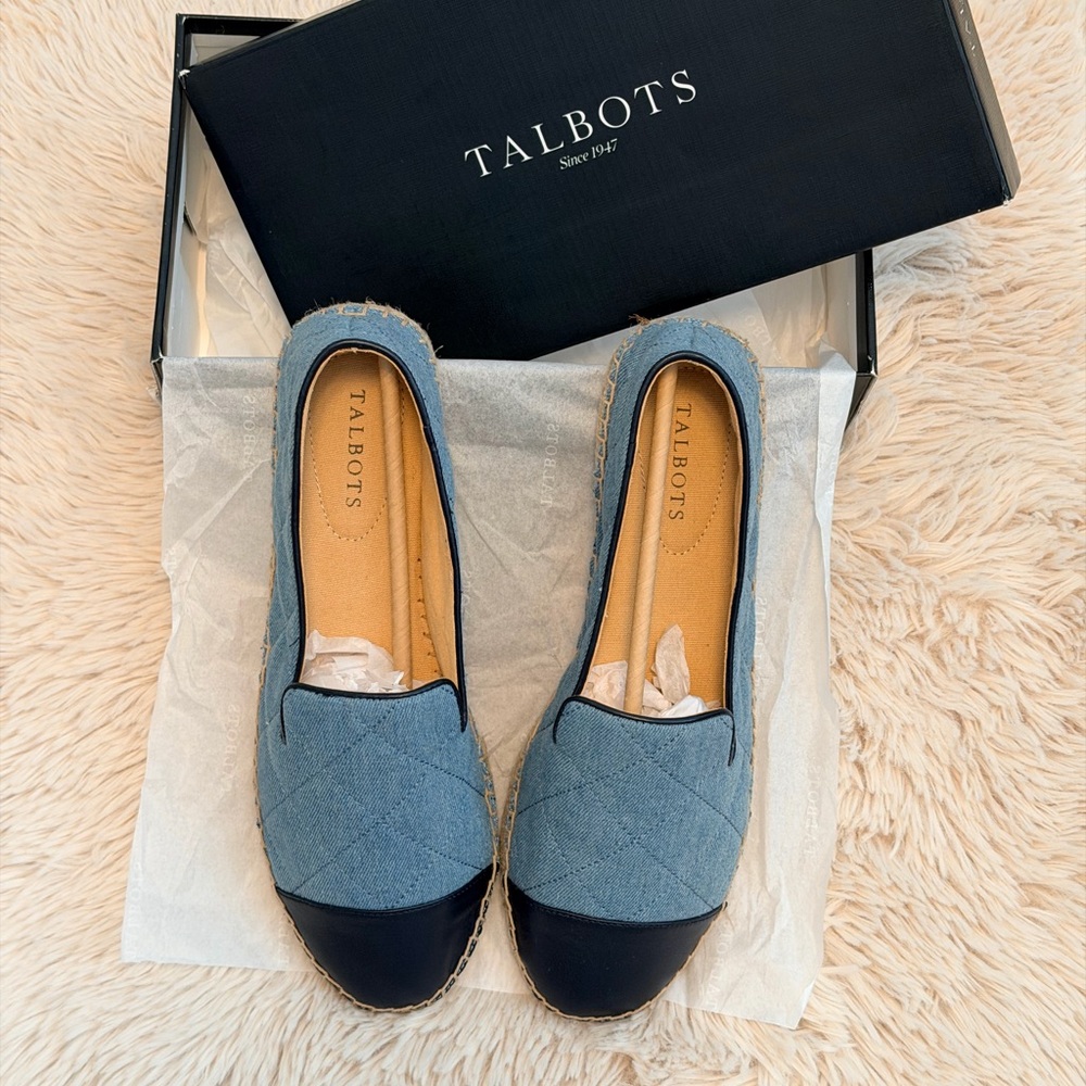 Talbots Izzy Quilted Espadrille Flats in Blue Denim/Indigo